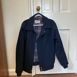 Vintage Made in USA L.L. Bean Navy Wool Bomber Jacket